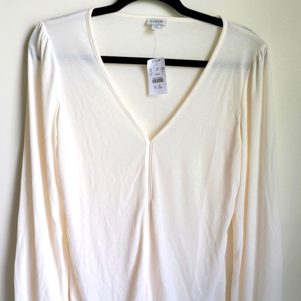 J. Crew cream long sleeve top medium nwt
